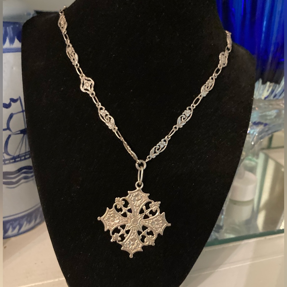 1930’s Coppini 800 silver ornate Maltese cross pendant.